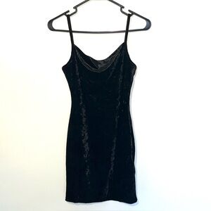 Zaful black velvet slip dress spaghetti straps mini dress cocktail dress small